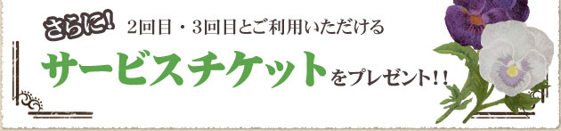 さらに！２回目・３回目とご利用いただけるサービスチケットをプレゼント！
